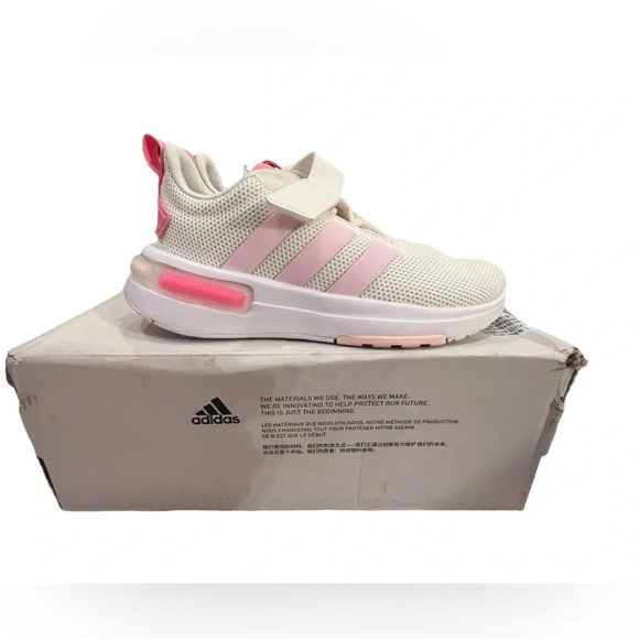 NWT Adidas Girls Racer TR23 Running Shoes in OffWhite/Bliss Pink size 13.5 youth - Picture 1 of 7